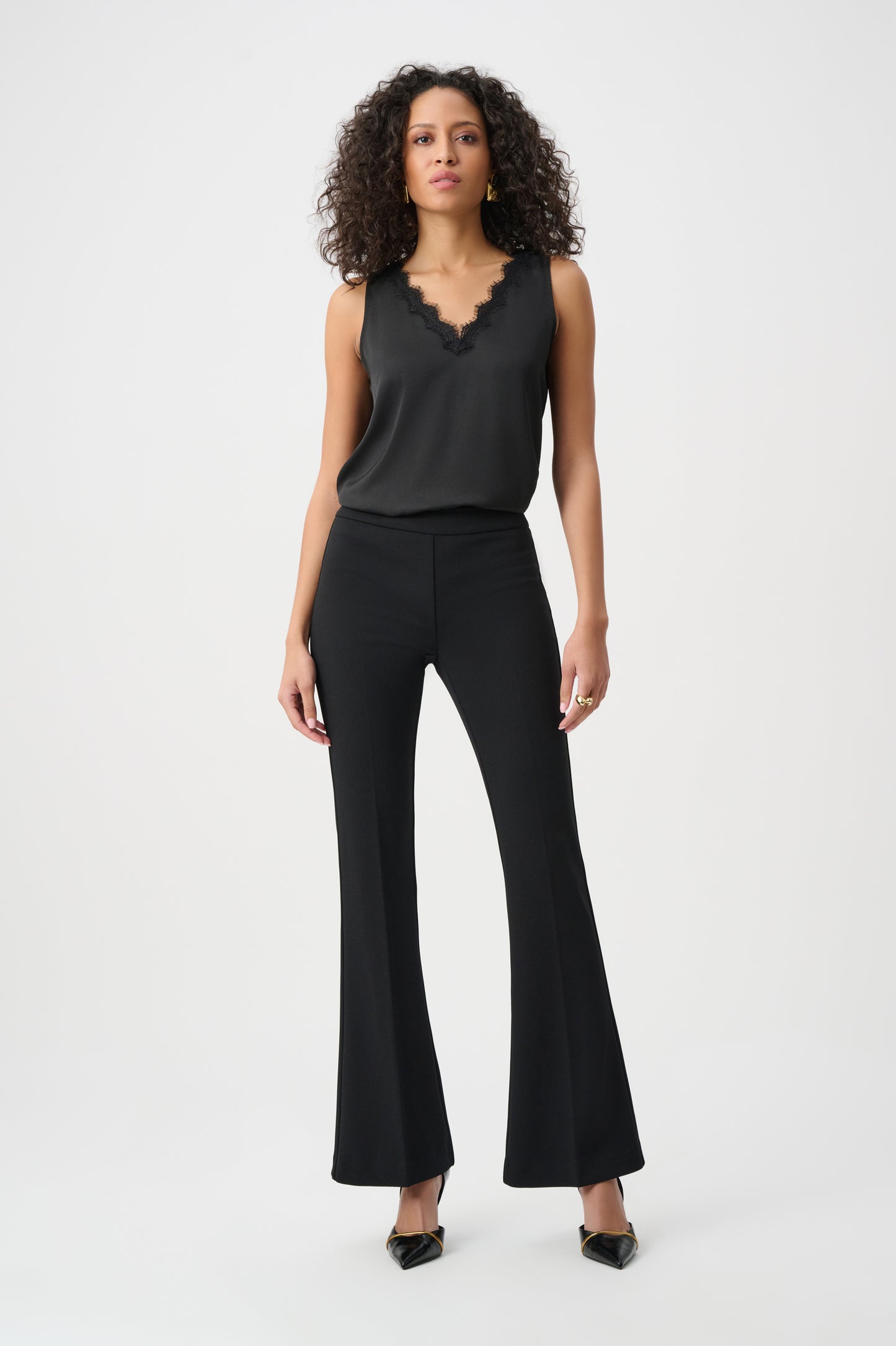 Pantalones acampanados sin cordones negro 263234