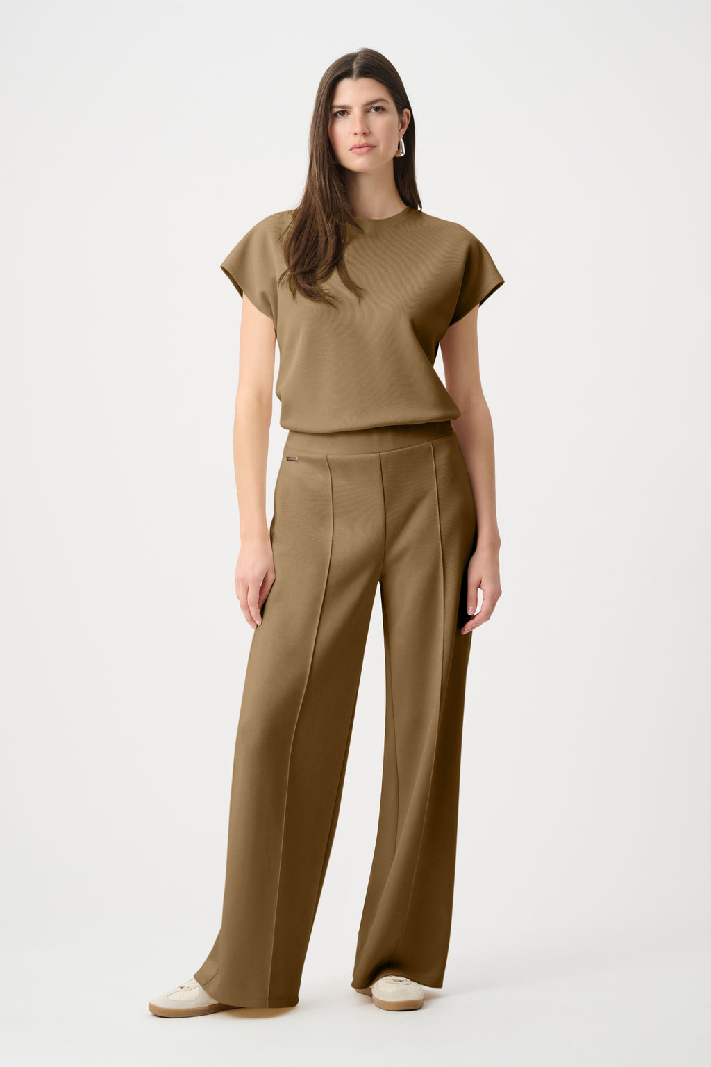 Pantalón de pierna ancha sin cierres café mink 263612