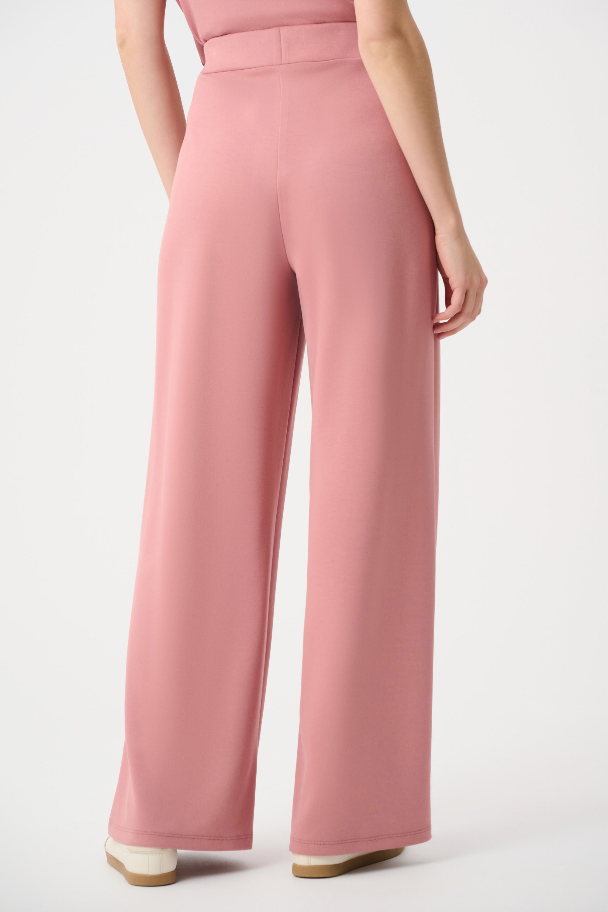 Pantalones de pierna ancha sin cierres rosa suave 263612