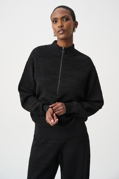 Jersey texturizado con cuello medio negro 263631