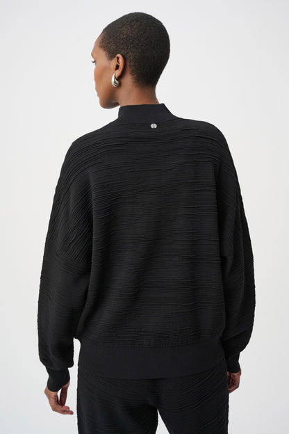 Jersey texturizado con cuello medio negro 263631
