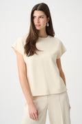 Top boxy con cuello redondo beige 263636