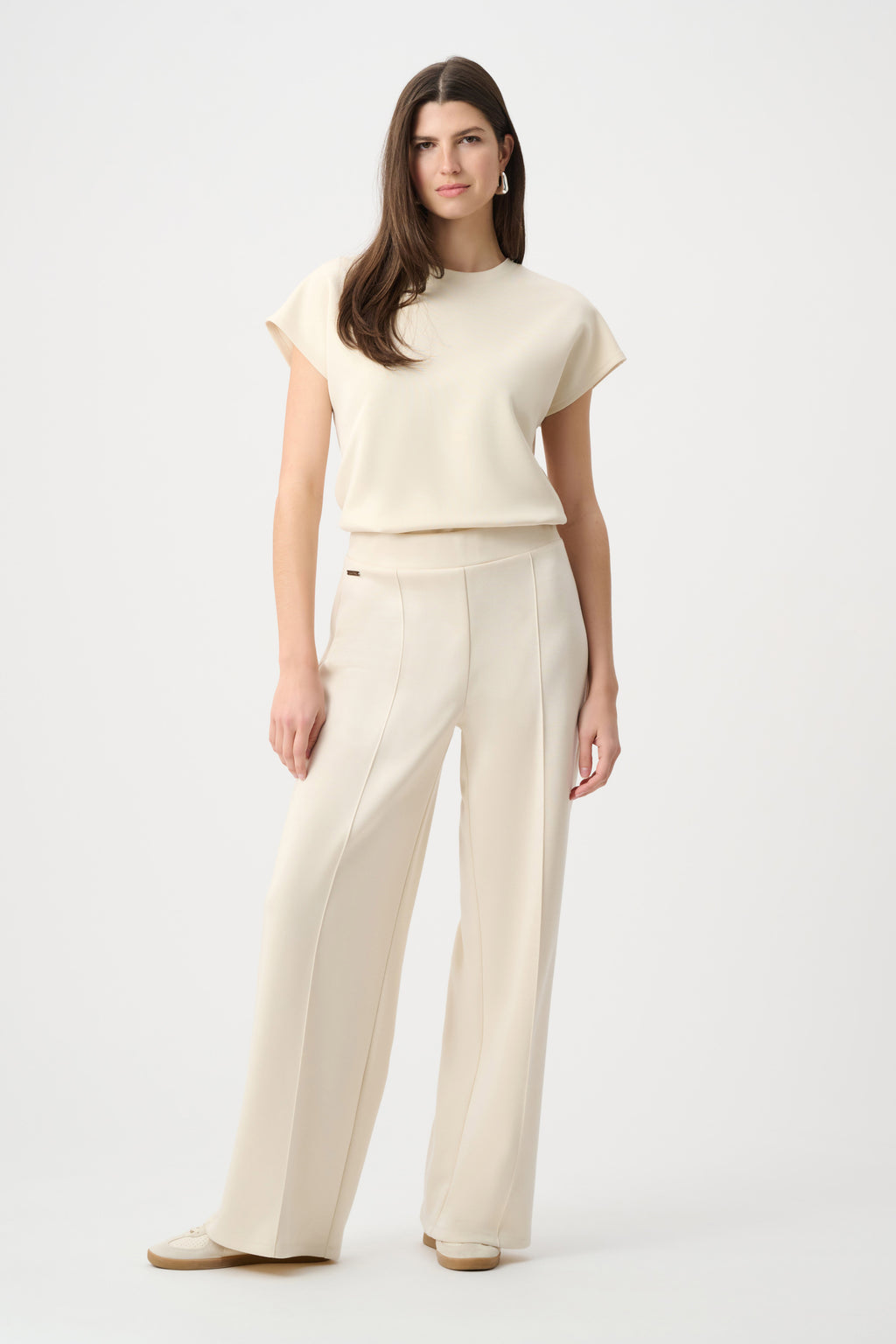 Top boxy con cuello redondo beige 263636