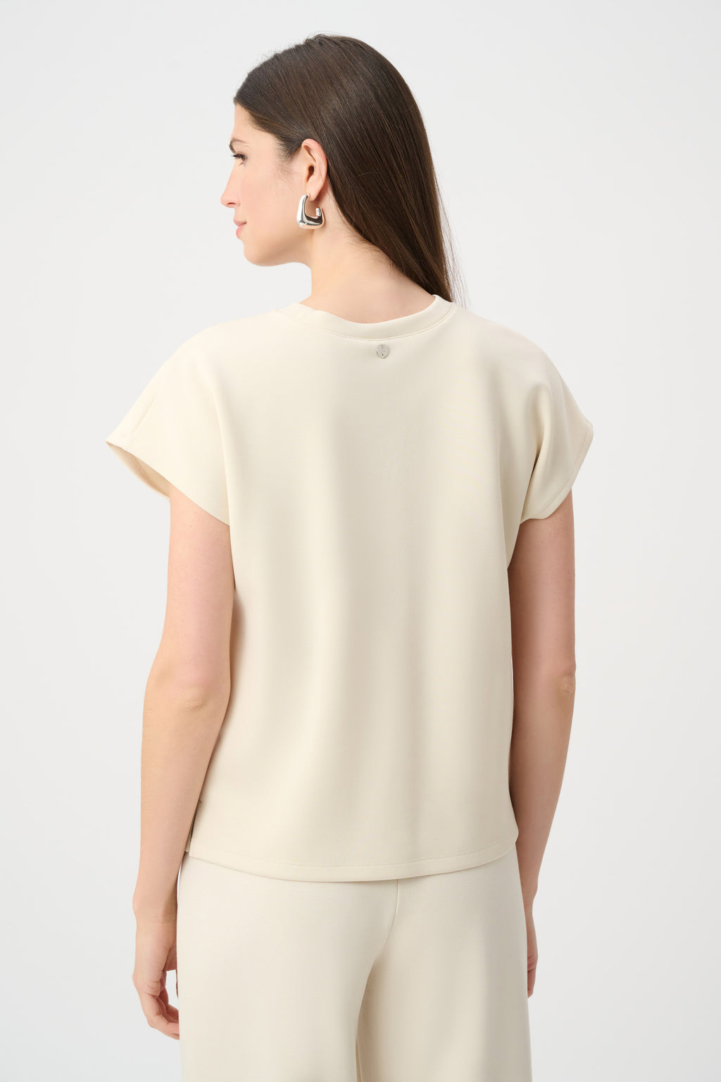 Top boxy con cuello redondo beige 263636