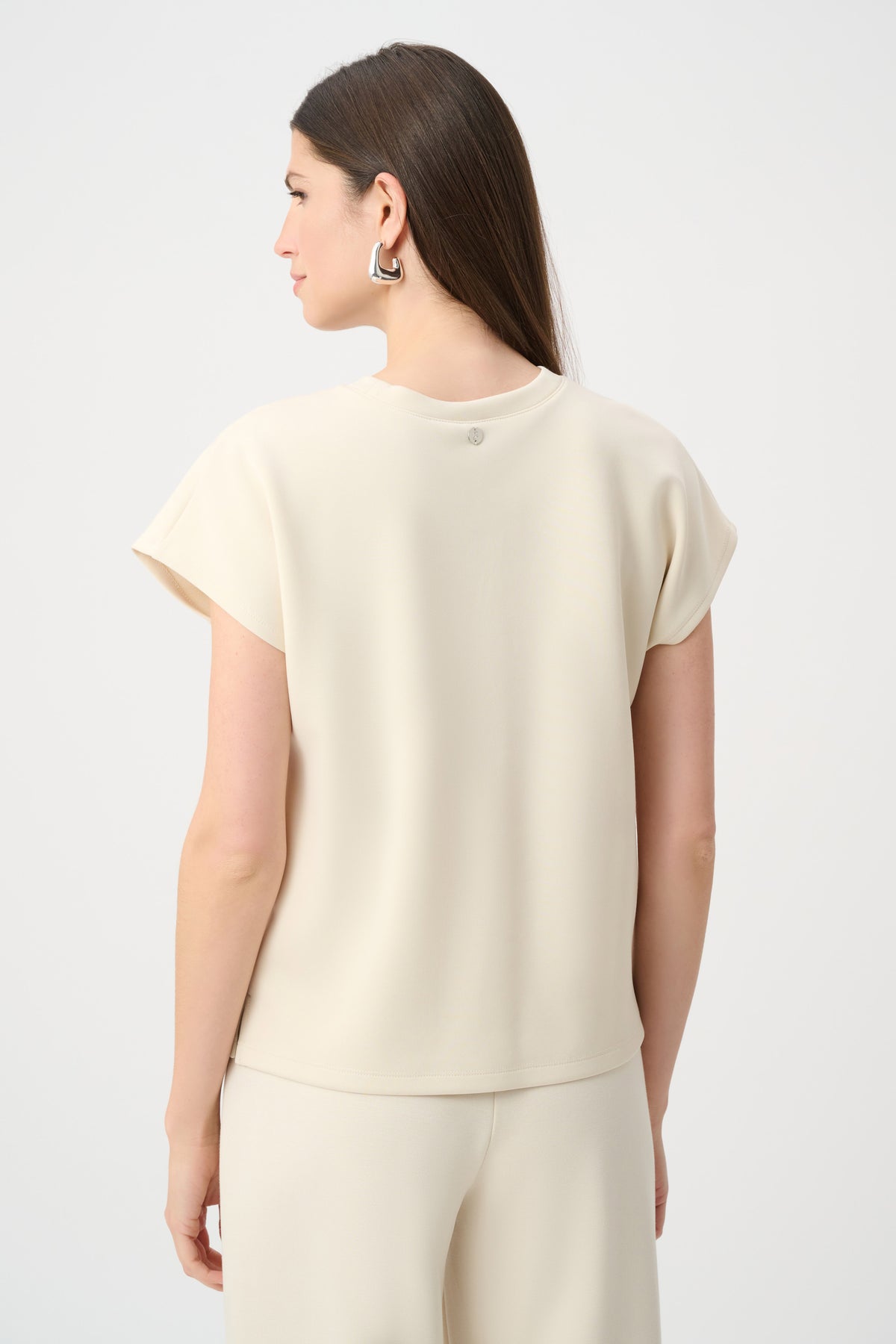 Top boxy con cuello redondo beige 263636