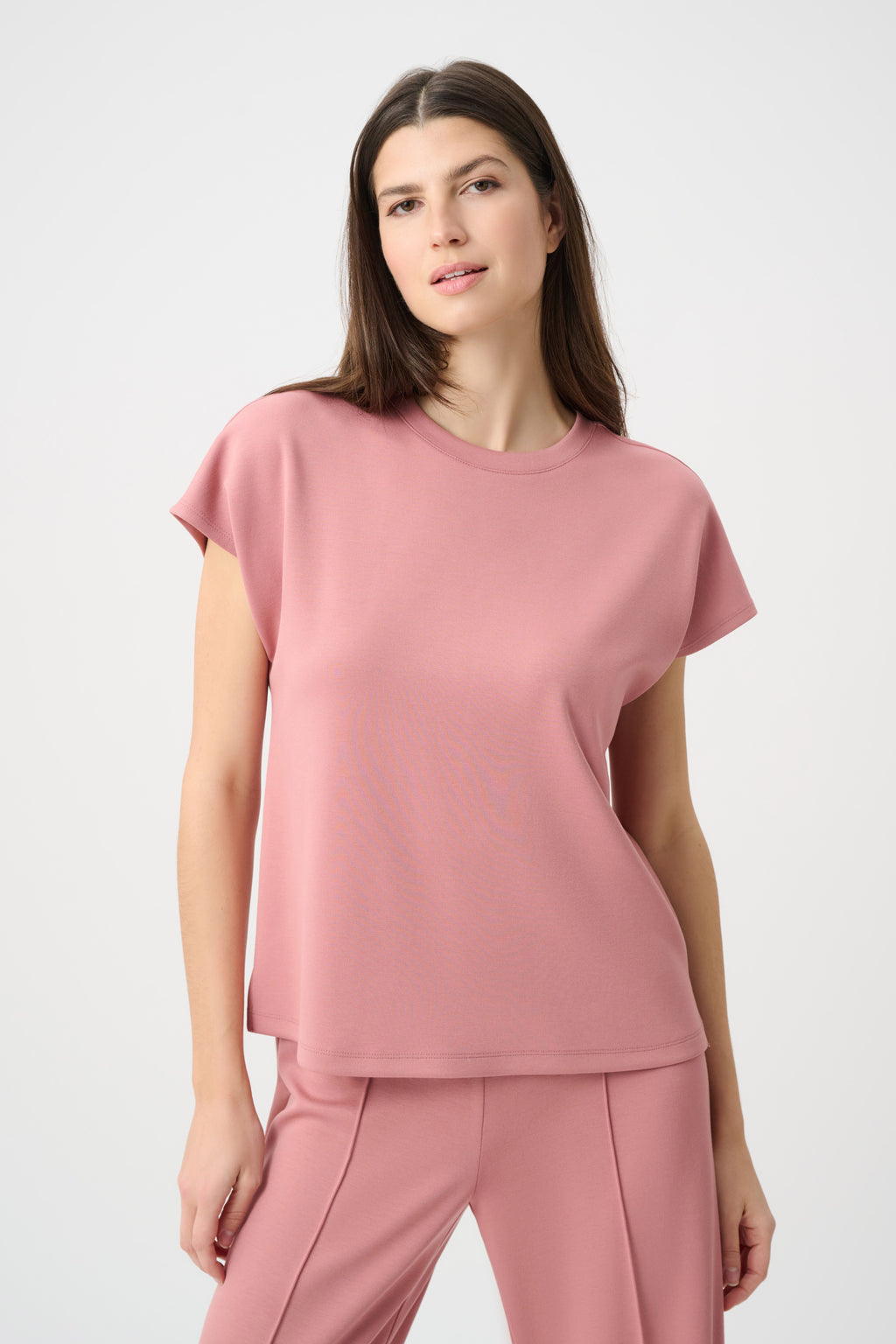 Top boxy con cuello redondo rosa suave 263636