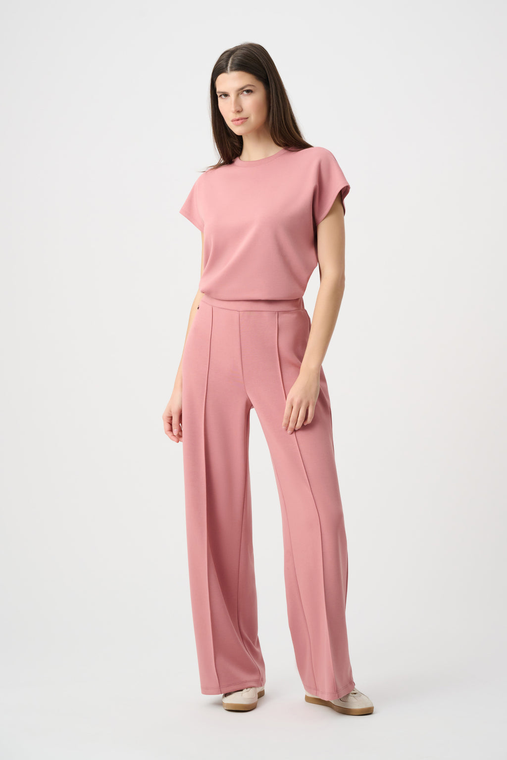 Top boxy con cuello redondo rosa suave 263636