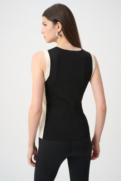 Camisola ajustada con escote en V negro y beige abedul 263638