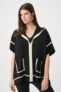 Chaqueta boxy con capucha negro y beige abedul 263639