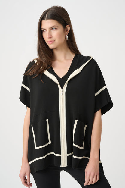 Chaqueta boxy con capucha negro y beige abedul 263639