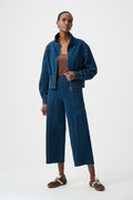 Pantalones culotte sin cierres de punto azul denim 263642