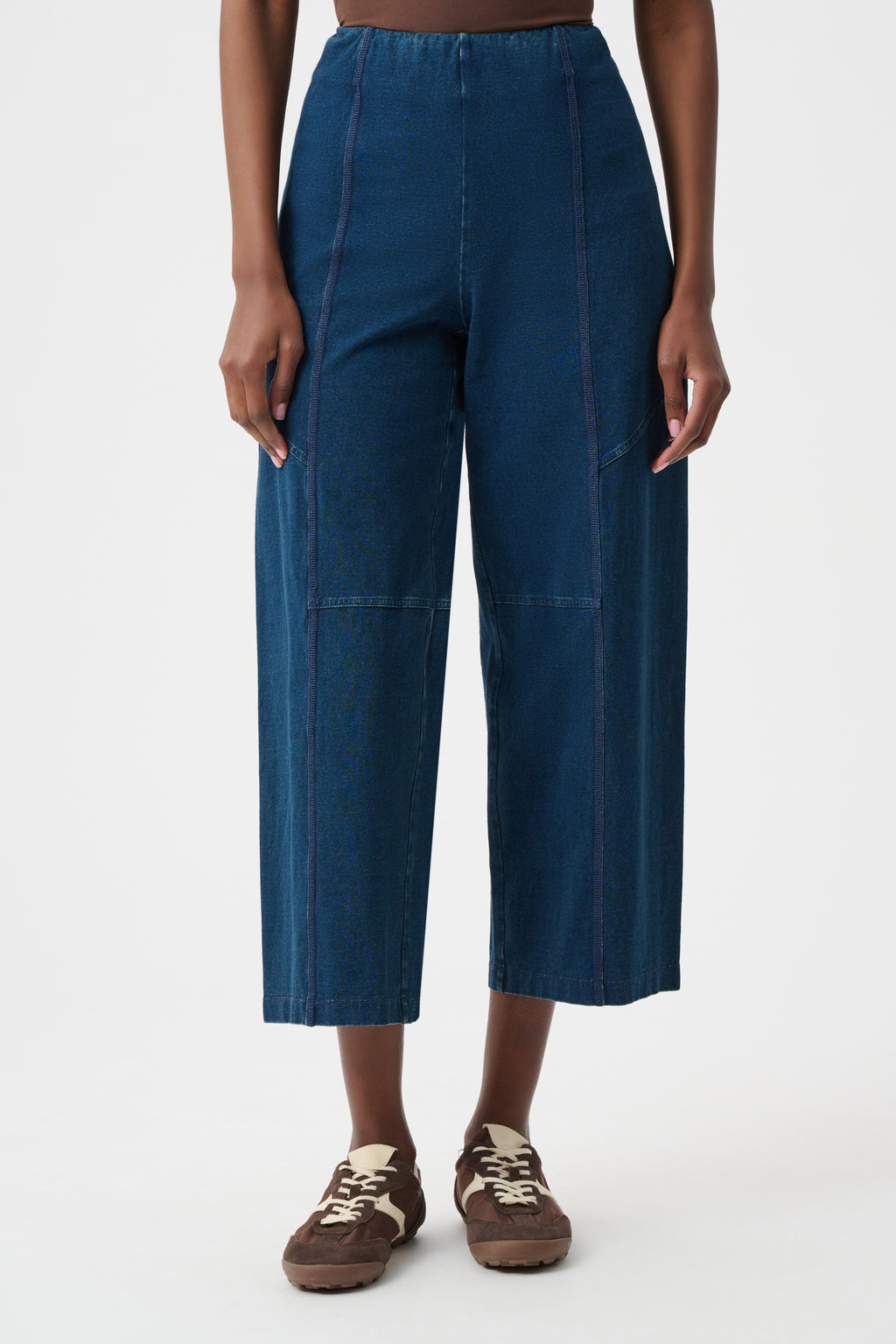 Pantalones culotte sin cierres de punto azul denim 263642