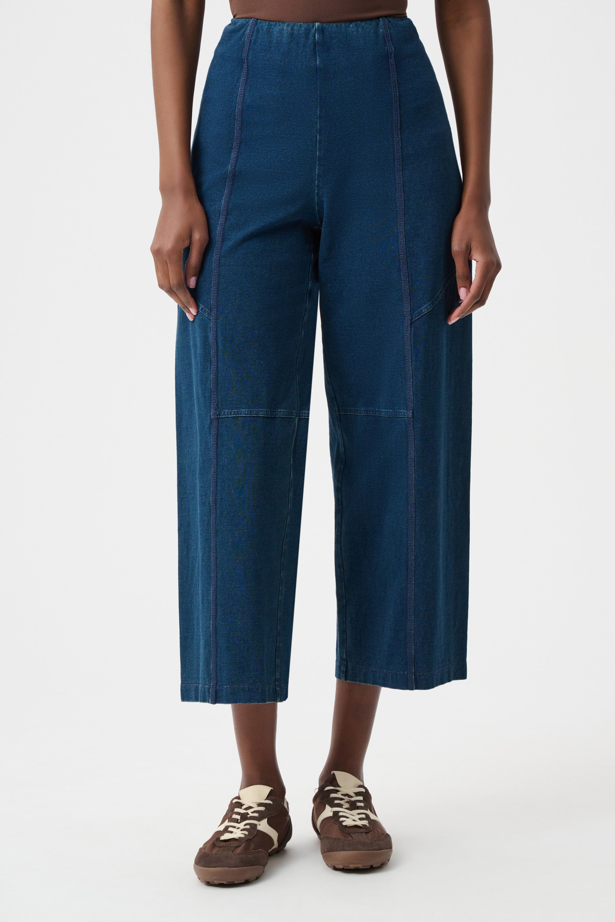 Pantalones culotte sin cierres de punto azul denim 263642