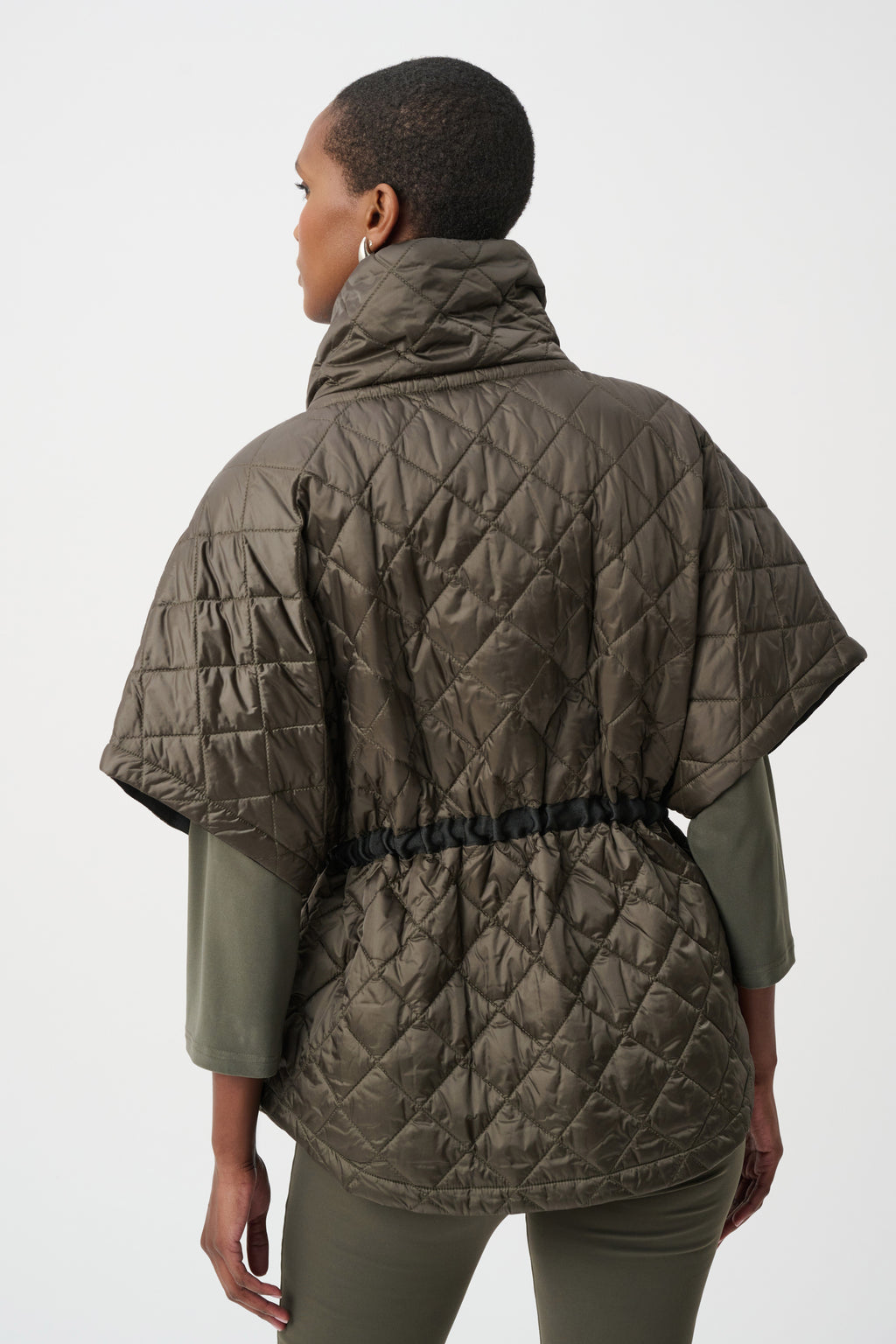 Chaleco acolchado con cuello chal verde aguacate 263643