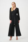 Jumpsuit cruzado de pierna ancha plisado negro 263737