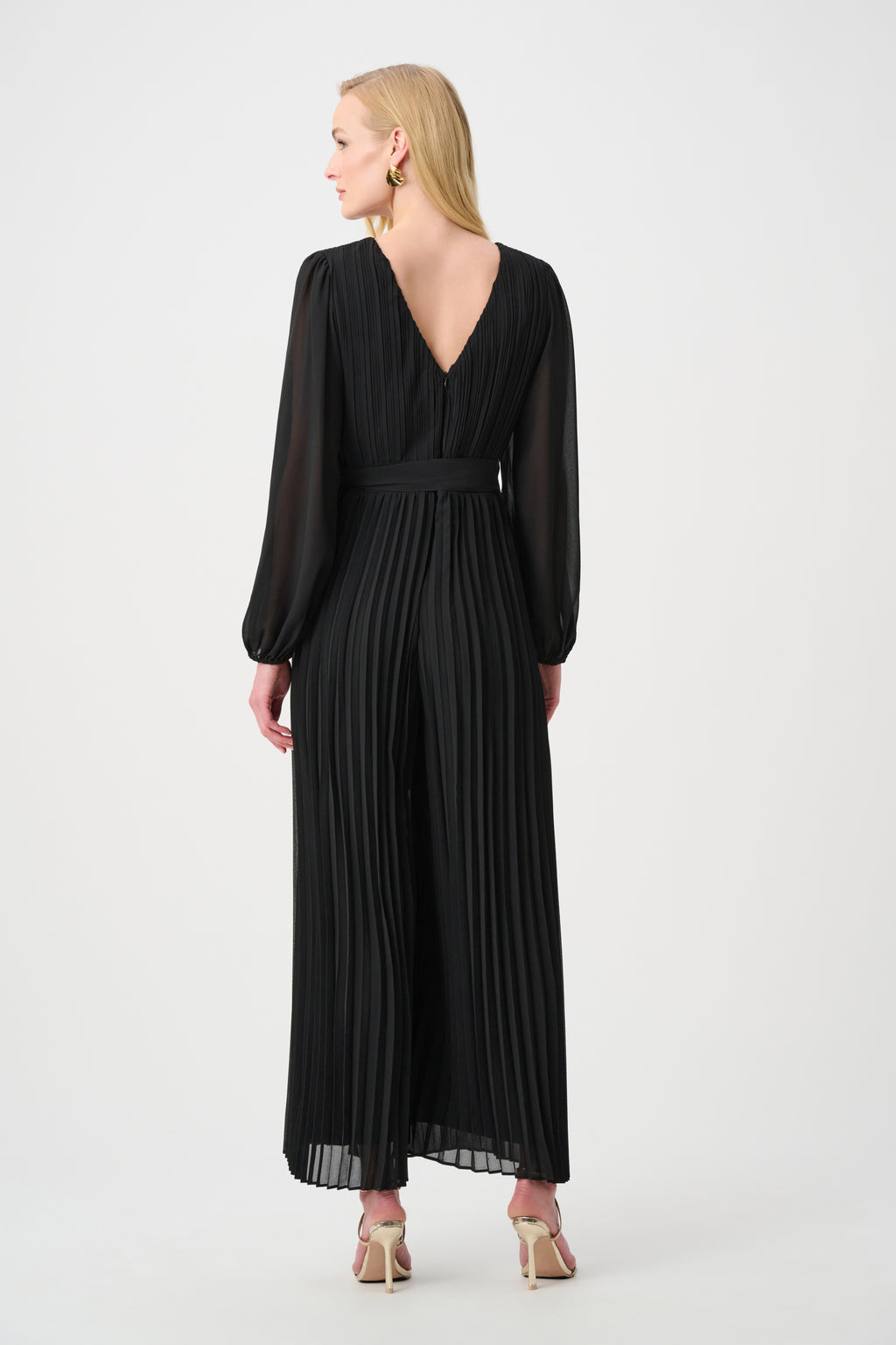 Jumpsuit cruzado de pierna ancha plisado negro 263737