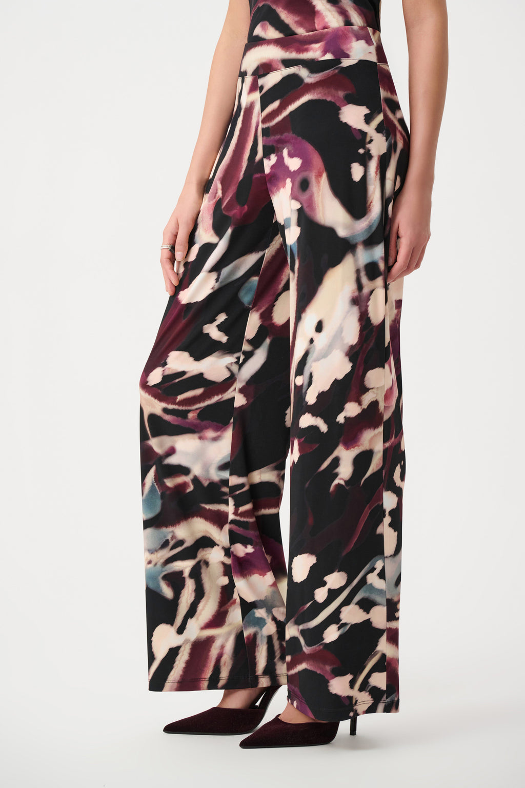 Pantalón de pierna ancha con estampado abstracto negro multicolor 263749