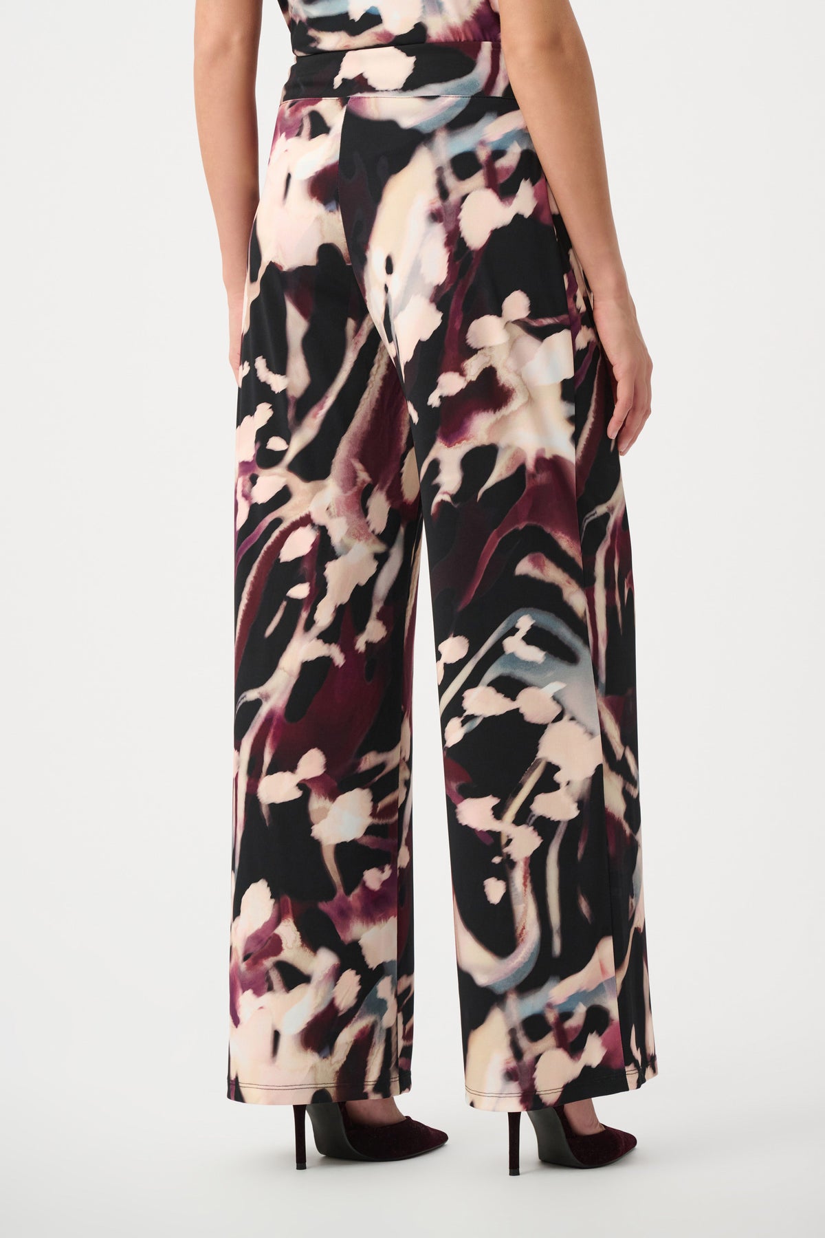 Pantalón de pierna ancha con estampado abstracto negro multicolor 263749