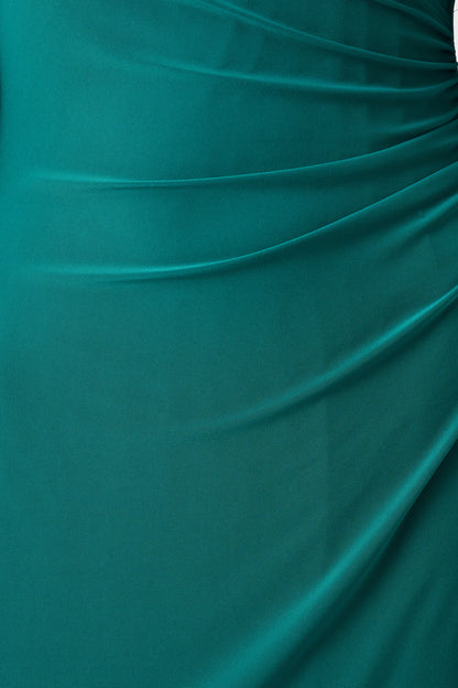 Vestido cruzado ajustado y acampanado verde opulento 263752