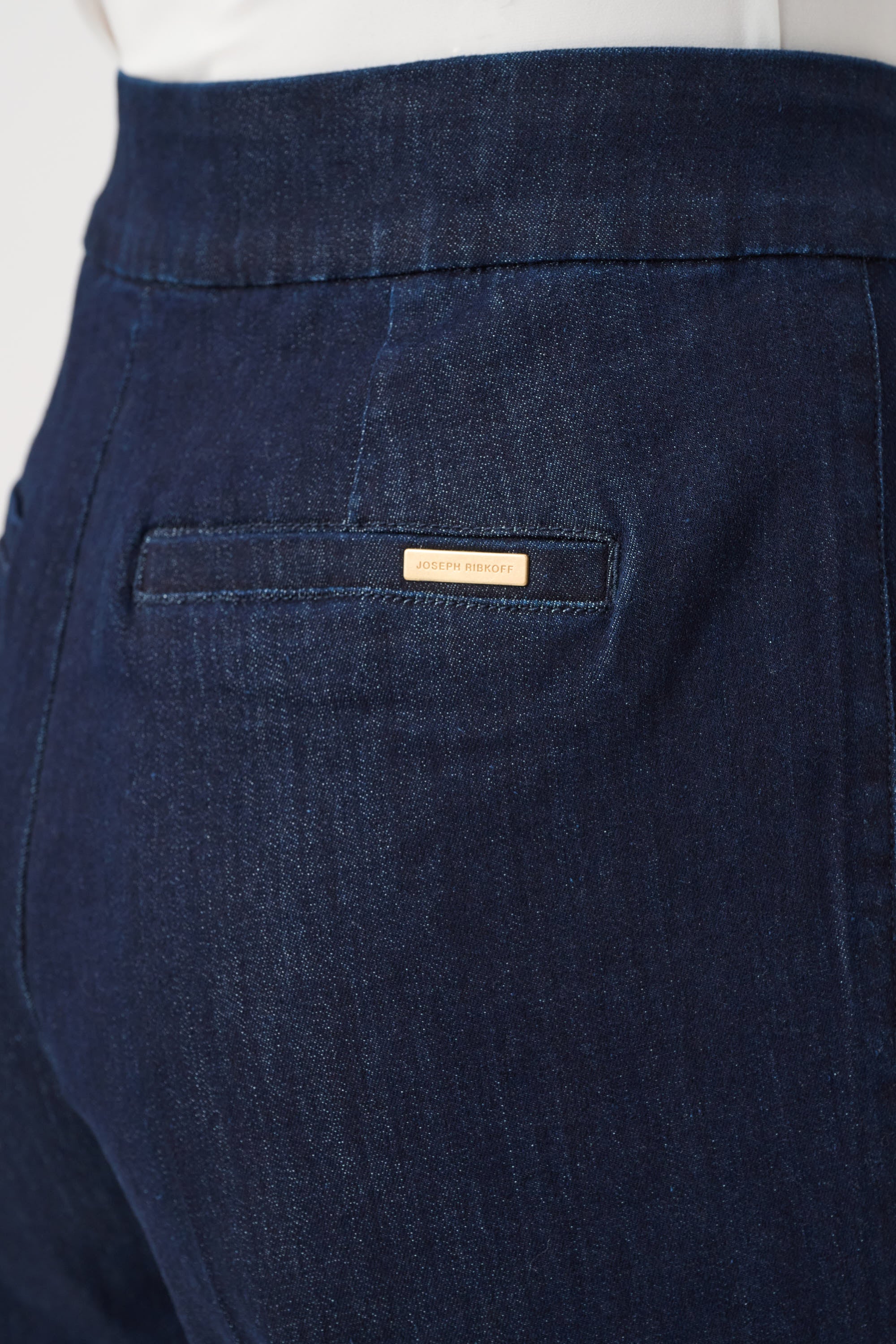 Jeans elásticos de tiro alto y pierna ancha azul marino 263903