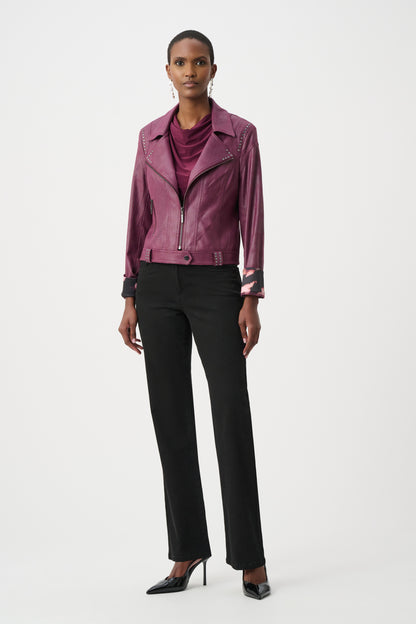 Chaqueta ajustada de ante sintético metalizado rosa berry 263907