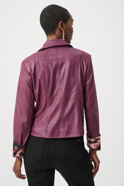 Chaqueta ajustada de ante sintético metalizado rosa berry 263907