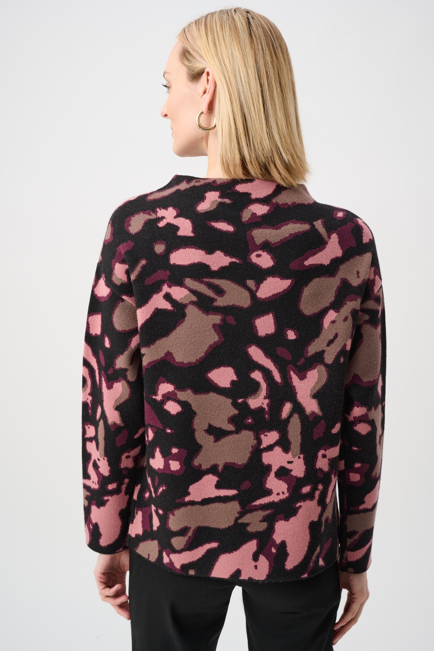 Jersey de jacquard abstracto con detalle de pedrería negro multicolor 263930