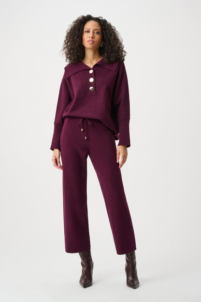 Pantalón de punto sin cierres rojo berry 263934