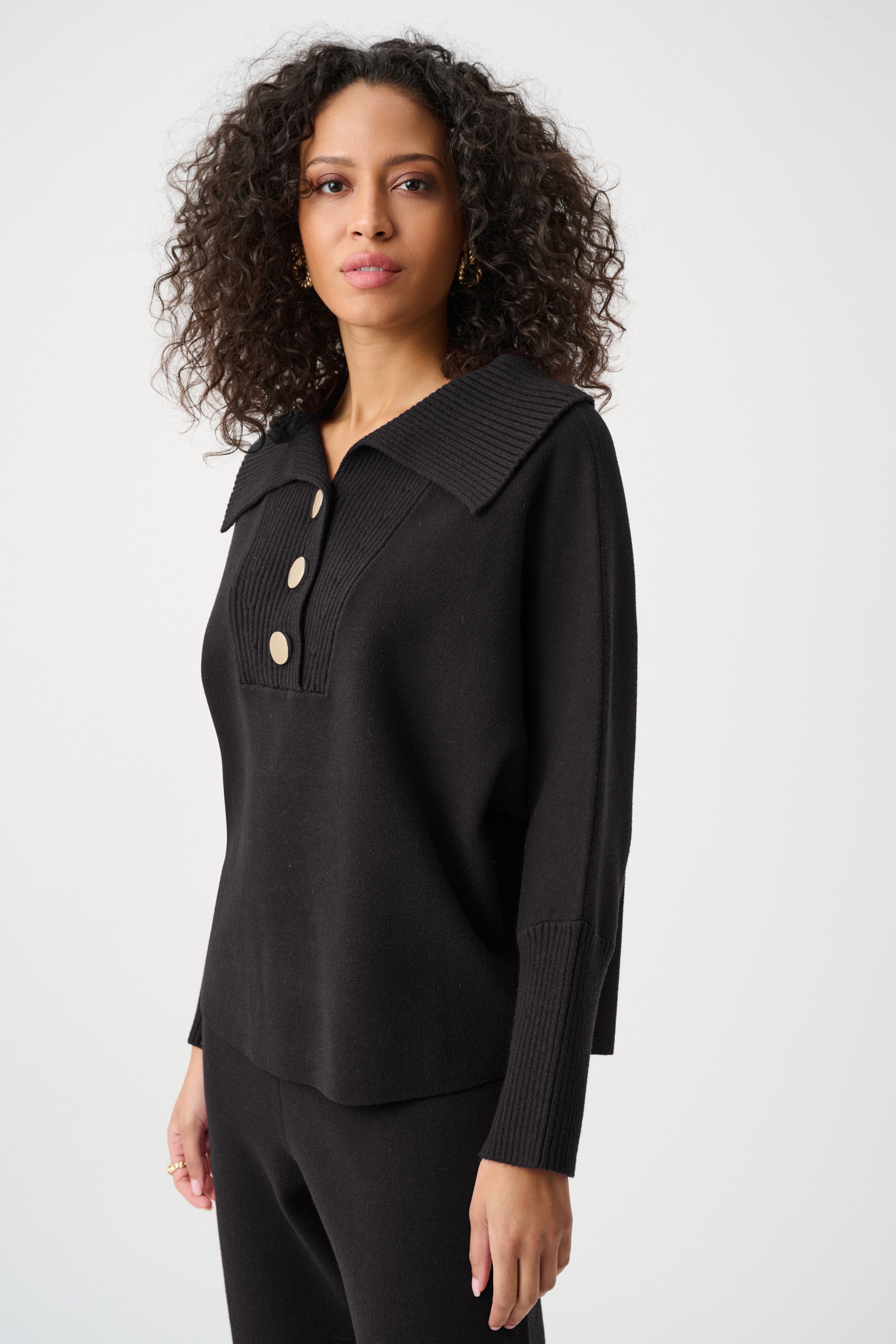 Jersey con cuello tipo chal negro 263938