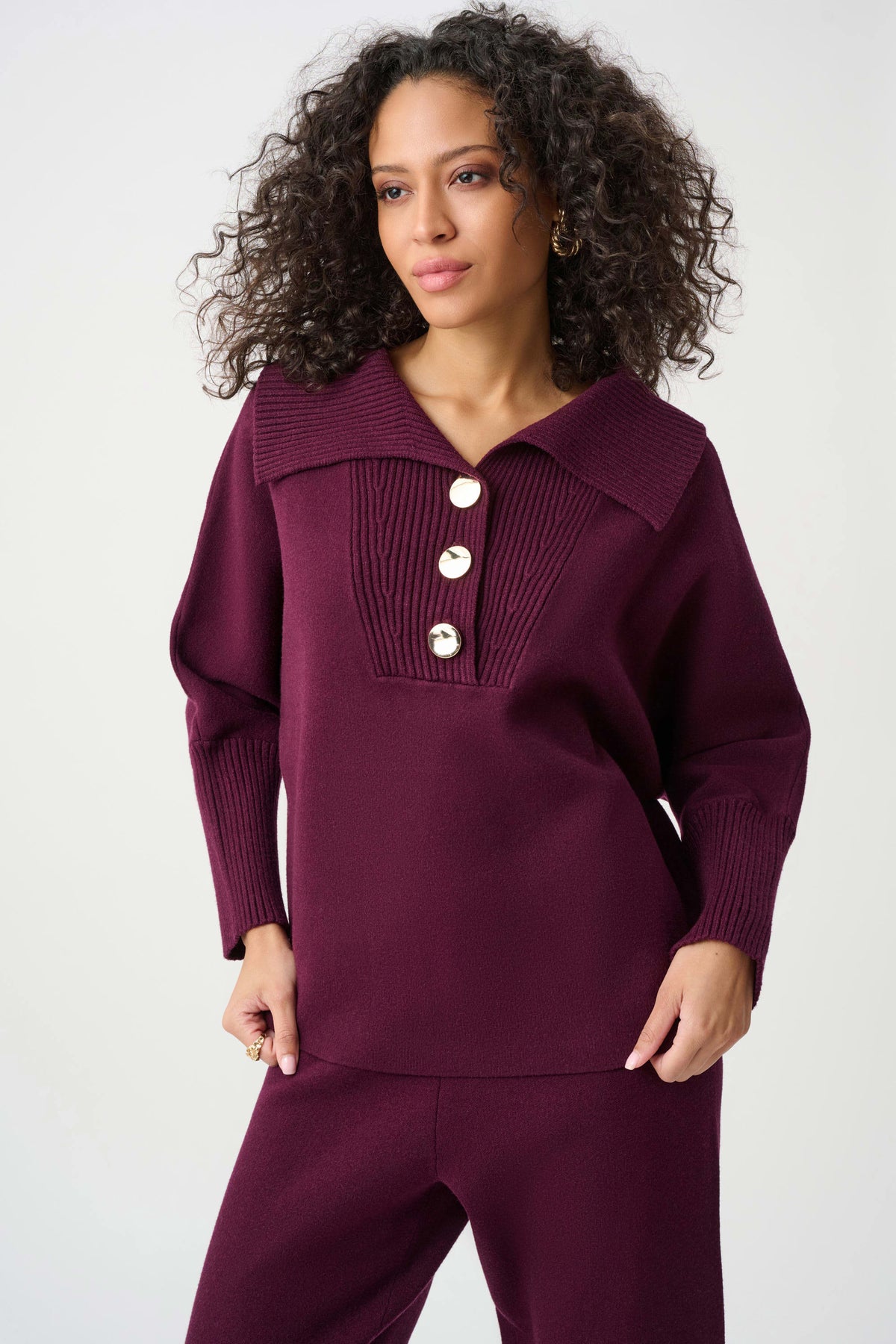 Jersey con cuello tipo chal rojo baya 263938