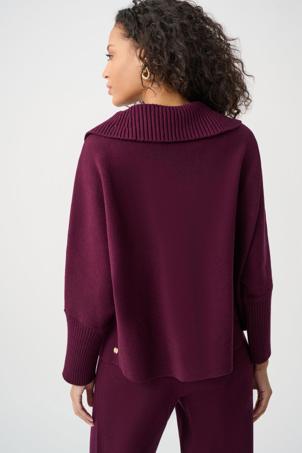 Jersey con cuello tipo chal rojo baya 263938