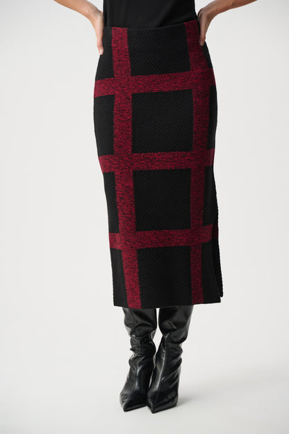 Falda lápiz diseño tartán negro y cereza oscura 263945
