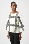 Jersey de cuello barco blanco con gris 263946
