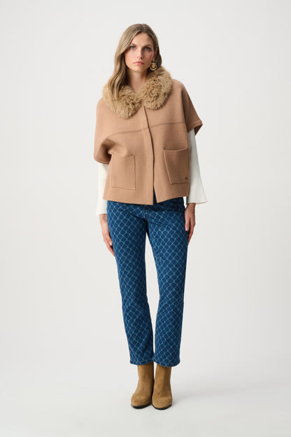 Chaqueta de punto tipo jersey con cuello desmontable camello 263949