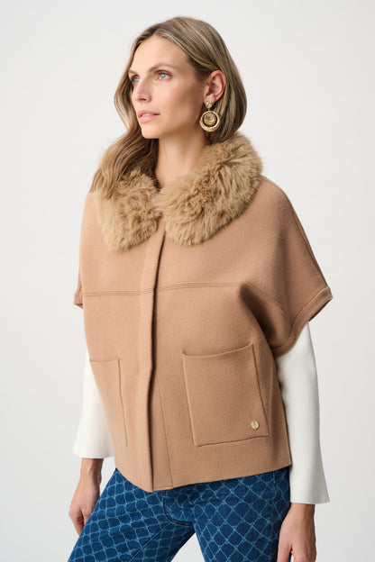 Chaqueta de punto tipo jersey con cuello desmontable camello 263949