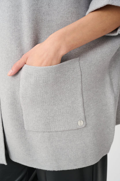 Chaqueta de punto de jersey con cuello medio gris claro 263951