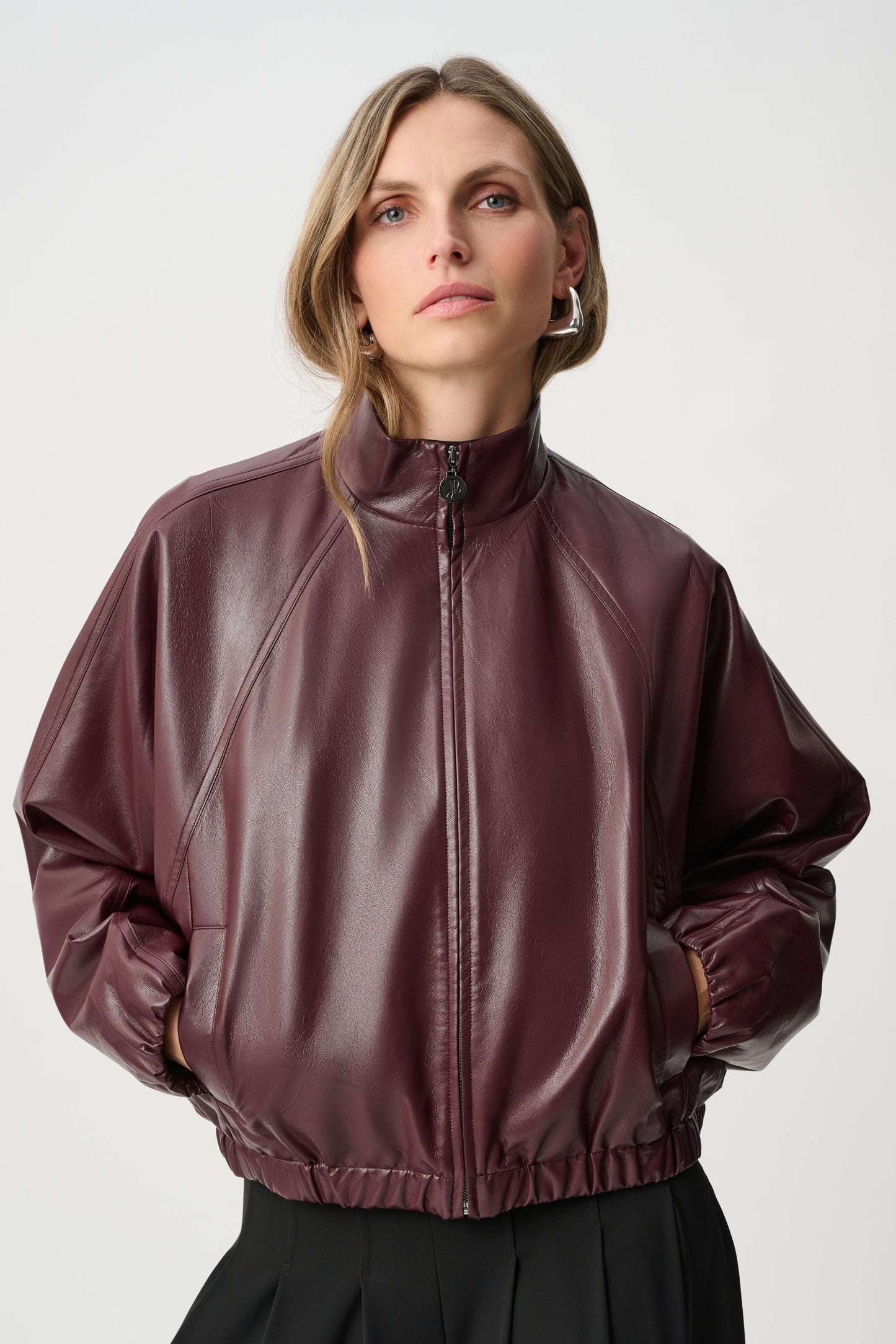 Chaqueta bomber de cuello medio rojo burdeos 263971