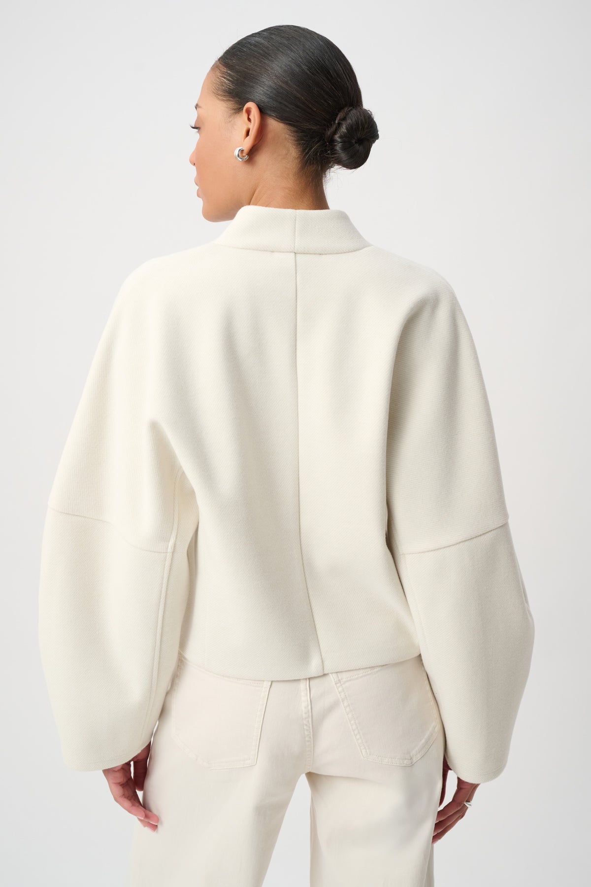 Chaqueta boxy con cuello chal beige 264043