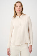 Top con cuello camisero beige 264050