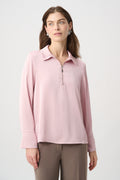 Top con cuello camisero rosa suave 264050