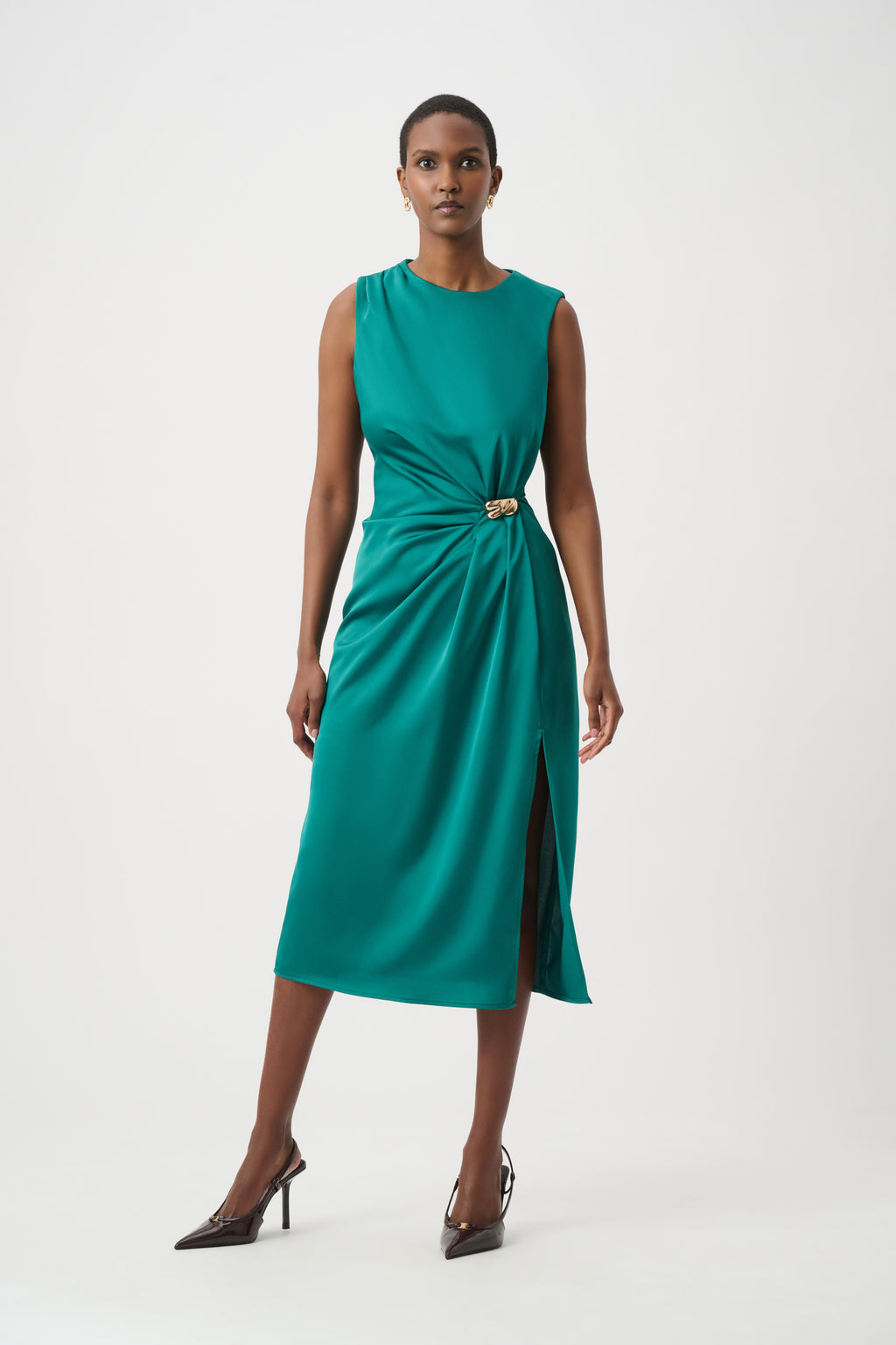 Vestido de tubo detalle en cintura verde opulento 264066