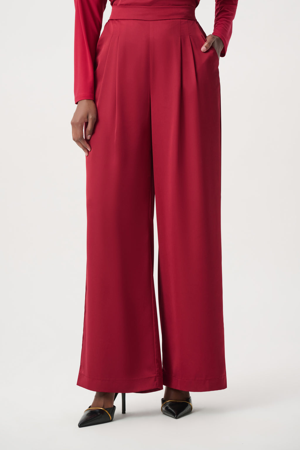 Pantalones de pierna ancha rojo cereza 264078