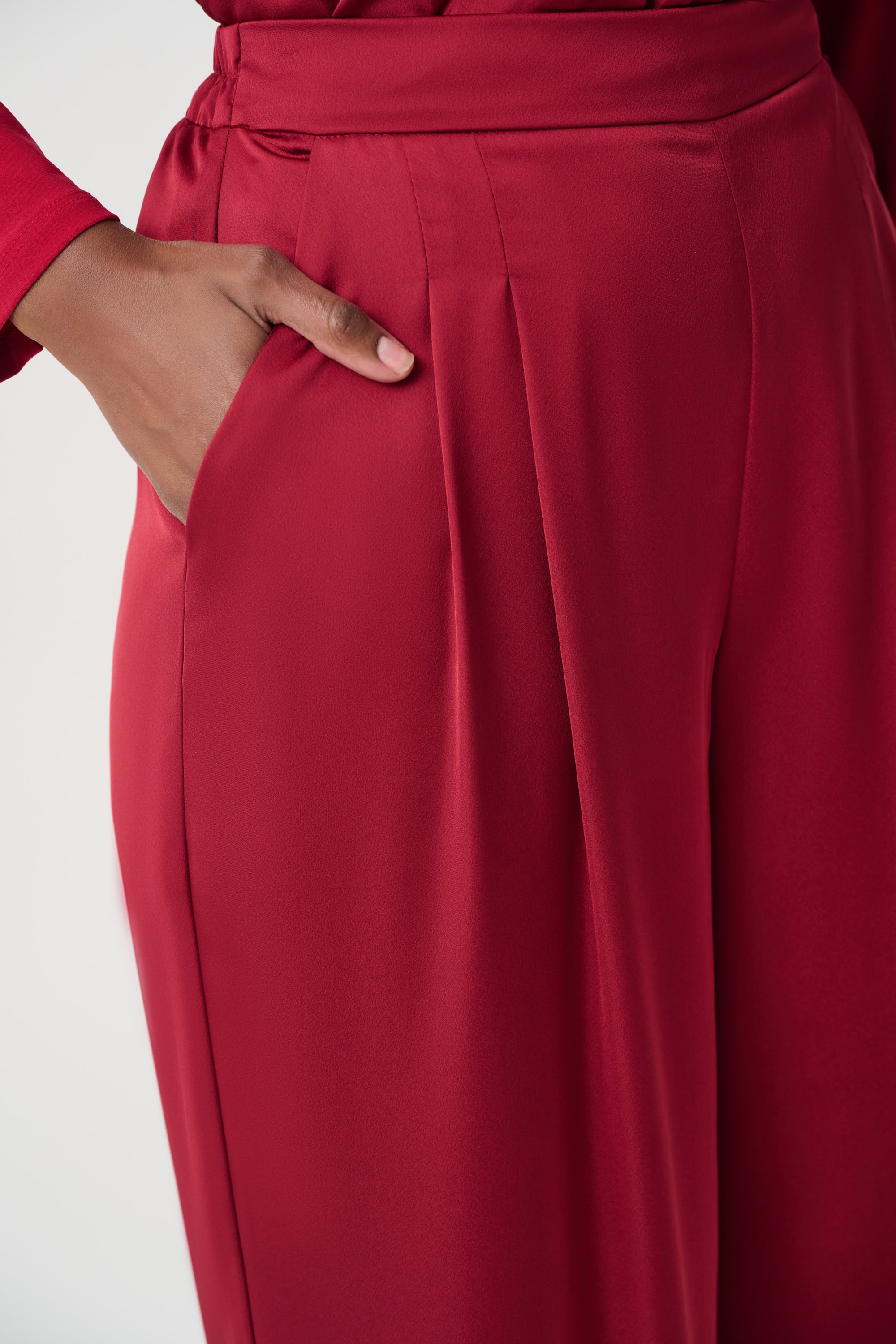 Pantalones de pierna ancha rojo cereza 264078