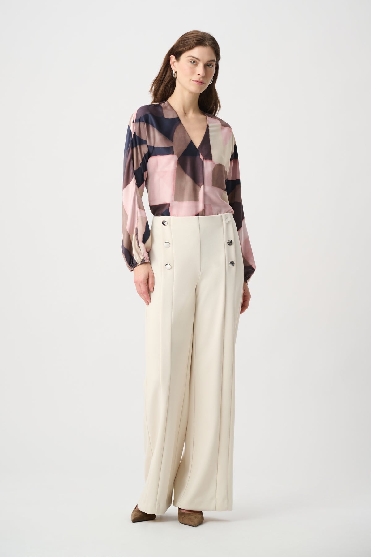Pantalones de pierna ancha estilo marinero beige 264087