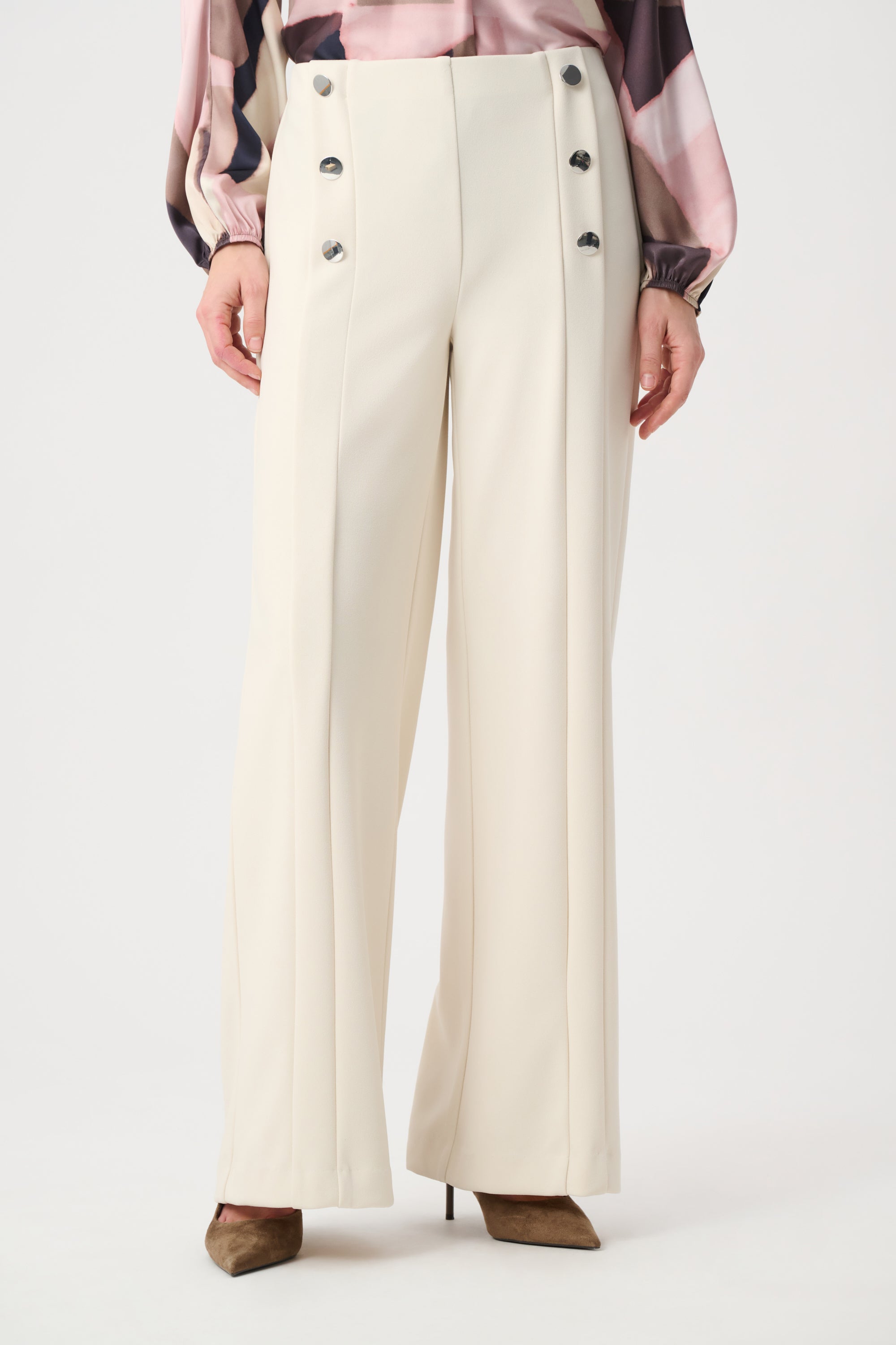 Pantalones de pierna ancha estilo marinero beige 264087