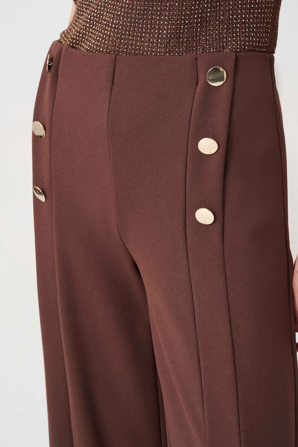 Pantalón de pierna ancha estilo marinero café 264087