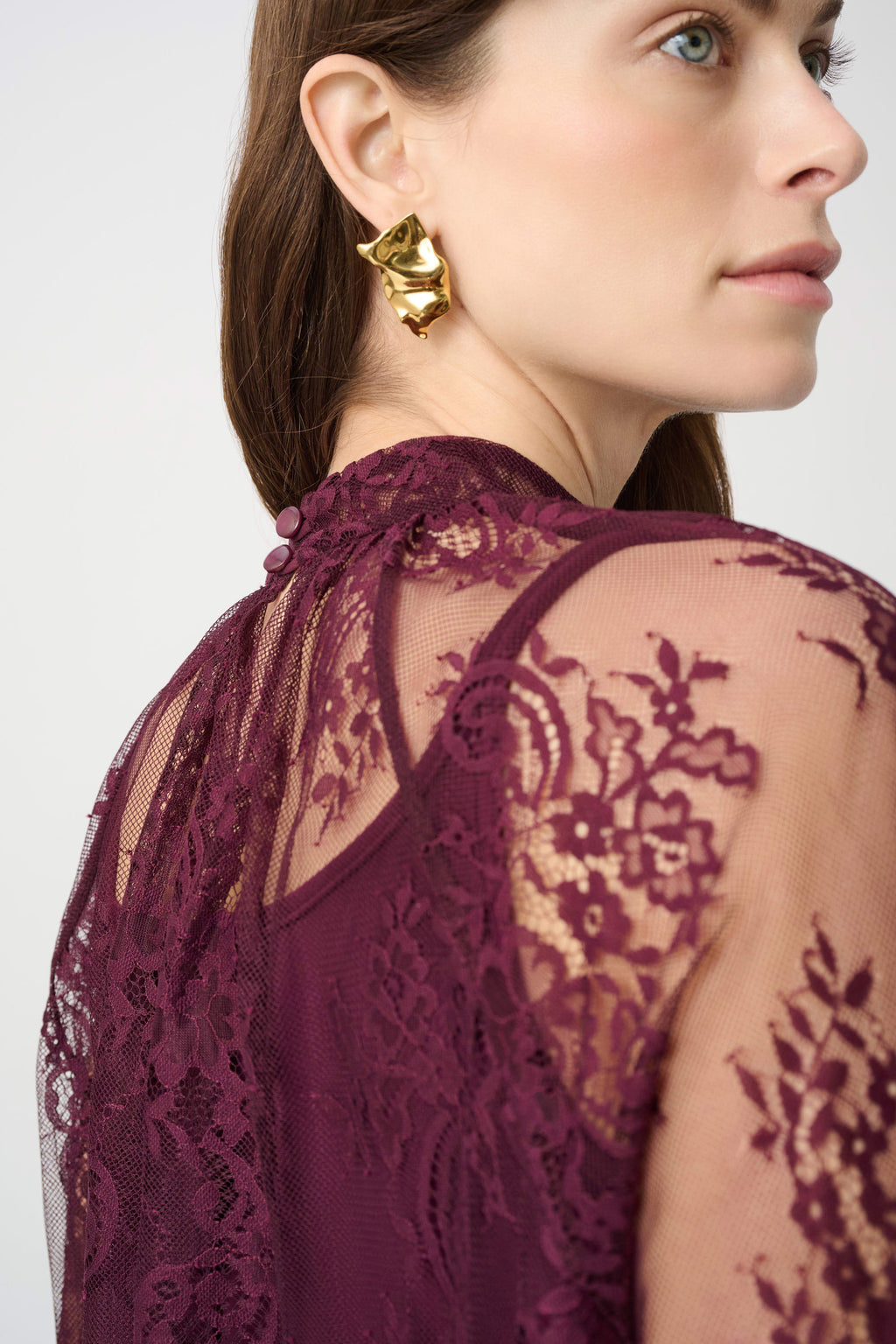 Blusa de encaje floral rojo baya 264098