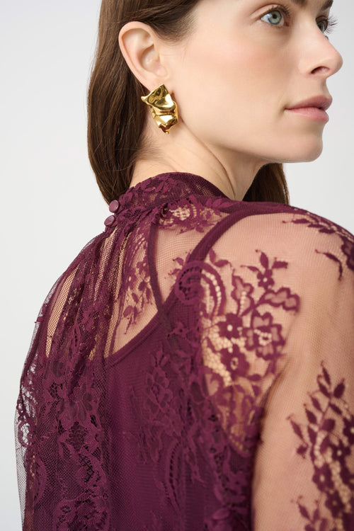 Blusa de encaje floral rojo baya 264098
