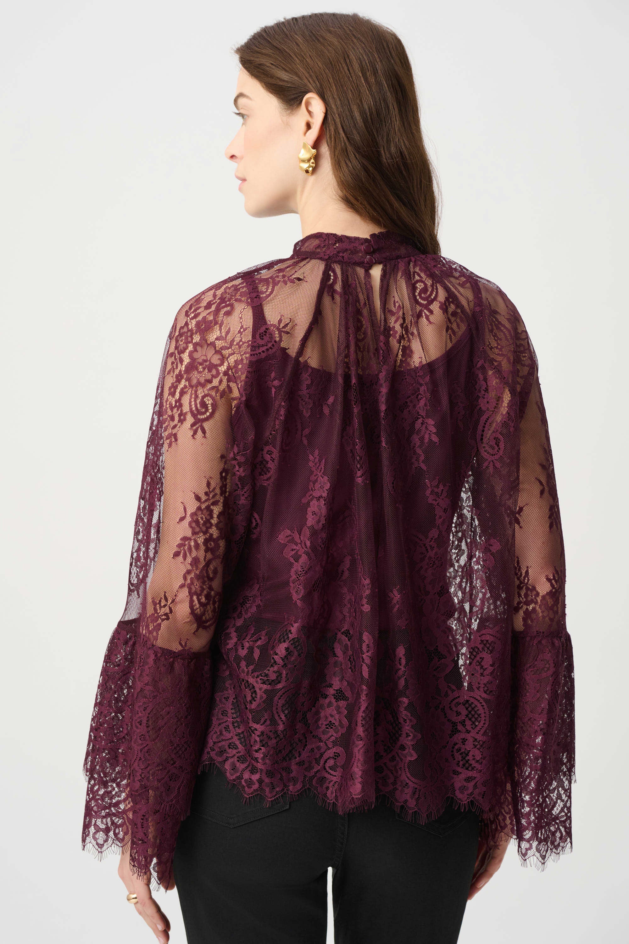 Blusa de encaje floral rojo baya 264098