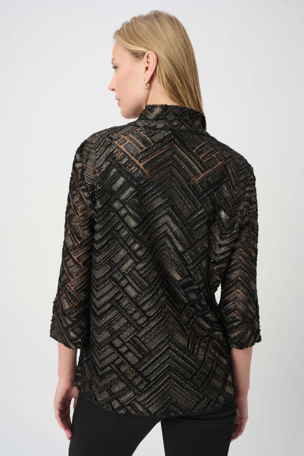 Túnica trapecio con textura negro y bronce 264104
